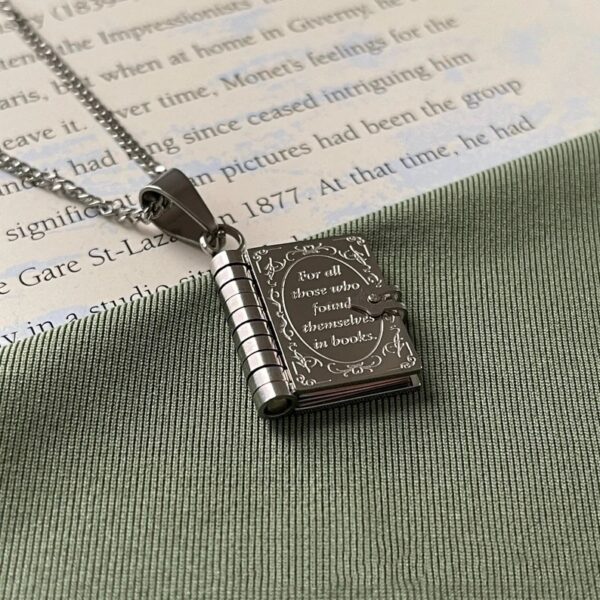 Book Lover Necklace Carved Openable Book Necklace - Image 4