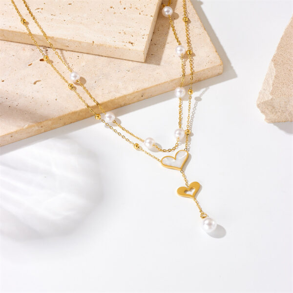 Special-interest Retro Double-layer Chain Pearl Butterfly Tassel Pendant Necklace - Image 5