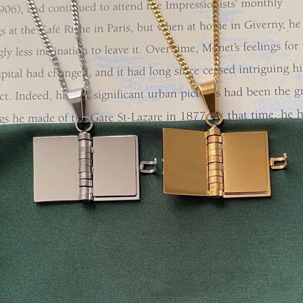 Book Lover Necklace Carved Openable Book Necklace - Image 2