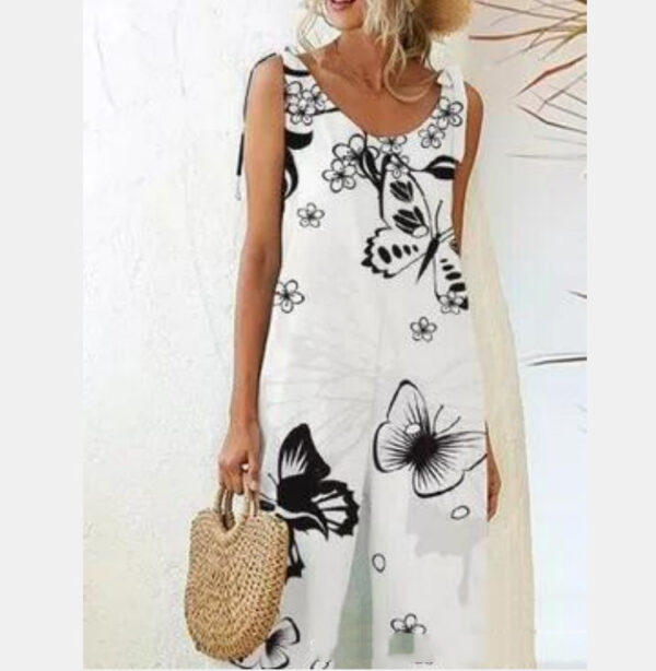 Floral Print Chic Casual Knit Suspender Jumpsuit - Image 5