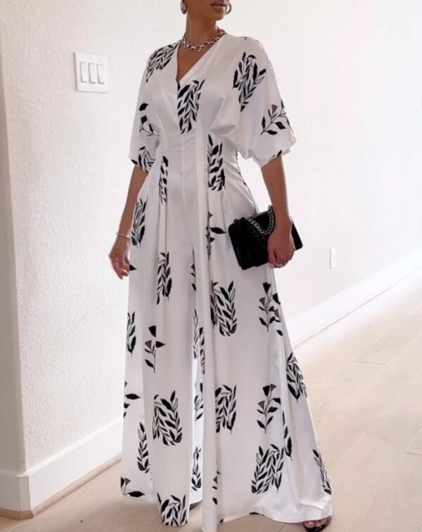 Printed Long Casual Jumpsuit Sexy Fashion Jumpsuit - Image 6