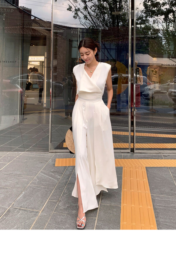 Women's Fashion V-neck Sleeveless Chic Split Jumpsuit - Image 10
