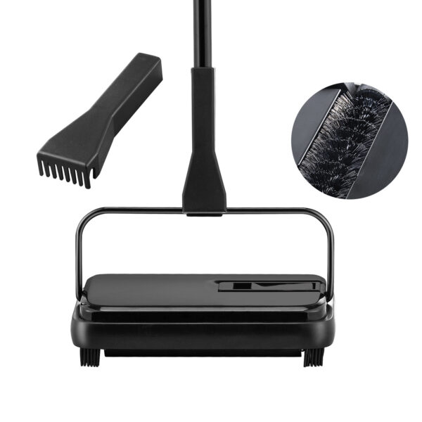 VEVOR Carpet Sweeper, 7.87 In Sweeping Paths, Floor Sweeper Manual Non Electric, 300 Ml Dustbin Capacity With Comb For Home Office Rugs Hardwood Surfaces Wood Floors Laminate, Cleans Dust Pet Hair - Image 4