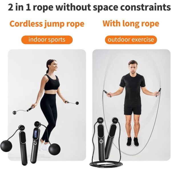 2 In 1 Adjustable Digital Intelligent Cordless Weighted Skipping Rope For Men And Women, Suitable For Children, Essential For Fitness, Boxing And Speed Training - Image 5