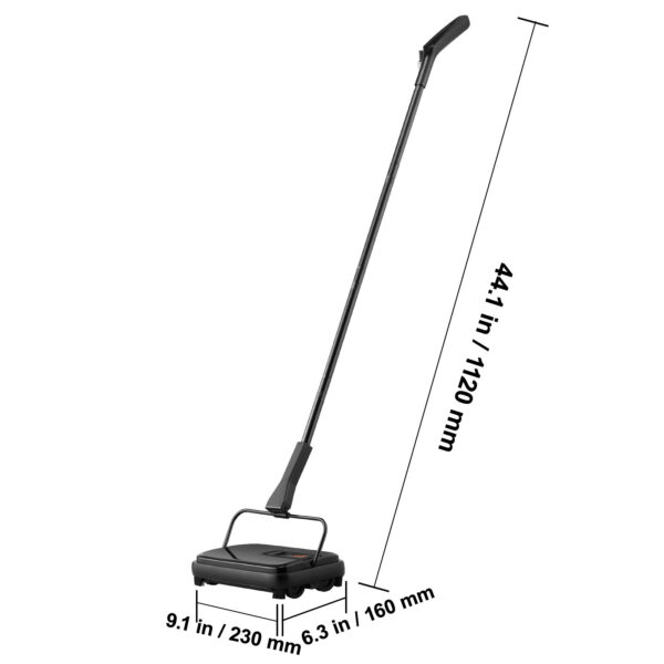 VEVOR Carpet Sweeper, 7.87 In Sweeping Paths, Floor Sweeper Manual Non Electric, 300 Ml Dustbin Capacity With Comb For Home Office Rugs Hardwood Surfaces Wood Floors Laminate, Cleans Dust Pet Hair - Image 5