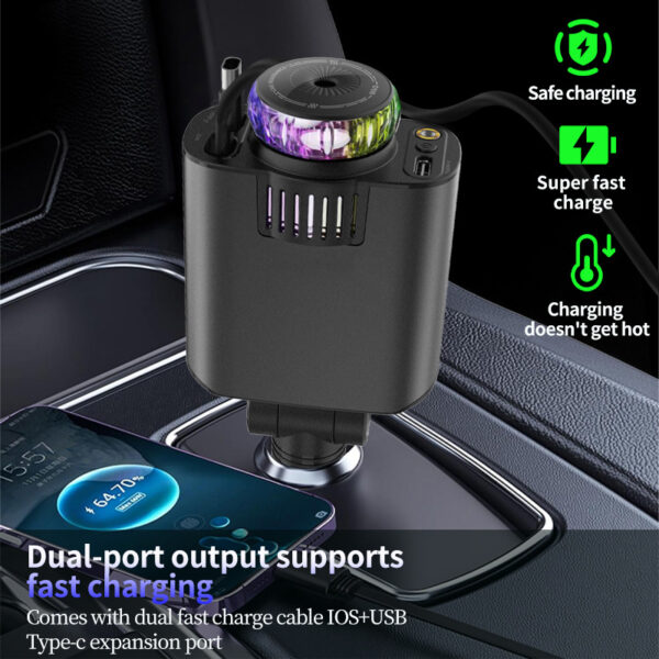 Multifunctional Purple Light Car Phone Charger - Image 3
