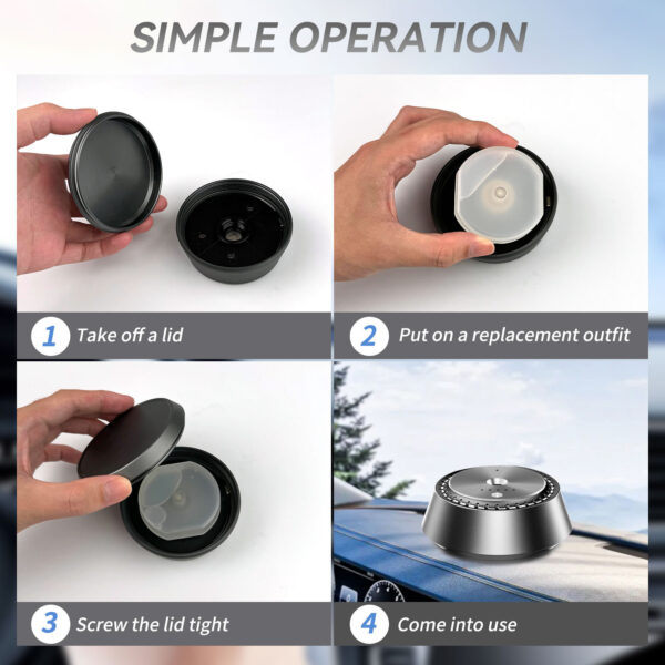 Alloy PC Three Speed Control Intelligent Car Mounted Aromatherapy - Ultrasonic Atomization Chip  Nano Levelatomized Essential Oil   Wireless Car Humidifier - Image 9