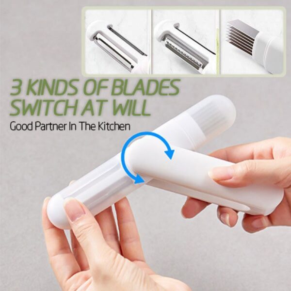 360 Rotating Stainless Steel Peeler 3 In 1 Multifunctional Rotary Paring Knife And Grater Kitchen Gadgets Multifunctional Paring Knife Stainless Steel Paring Knife For Peeling Shredding - Image 2